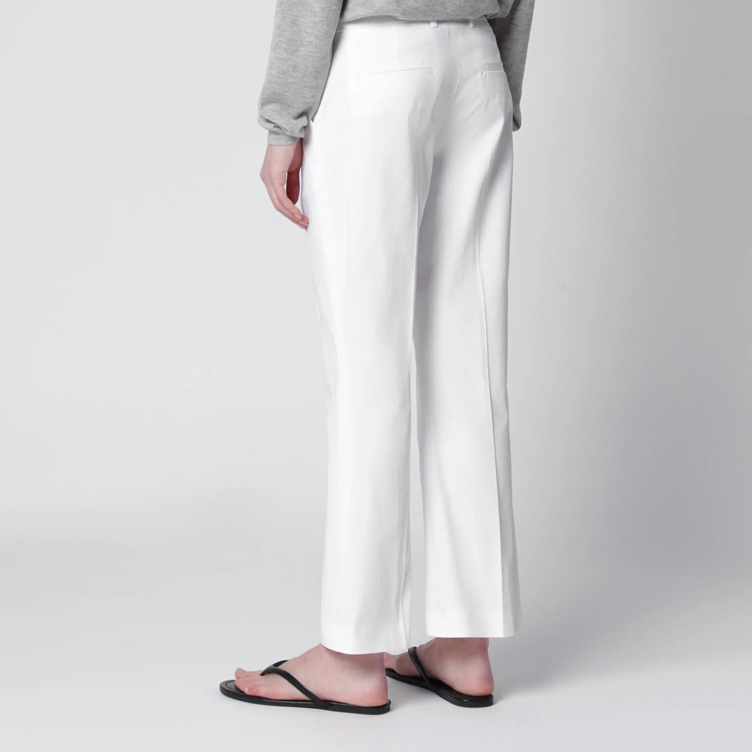 PT Torino - Mid-rise flared cotton trousers in white Brand Pants