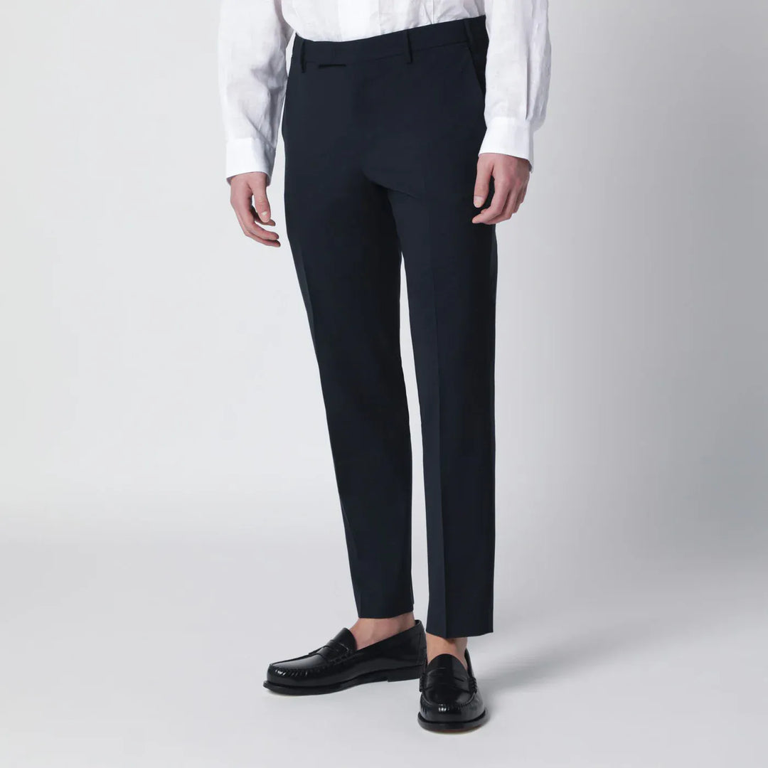 PT Torino - Navy blue wool-blend trousers Brand Pants