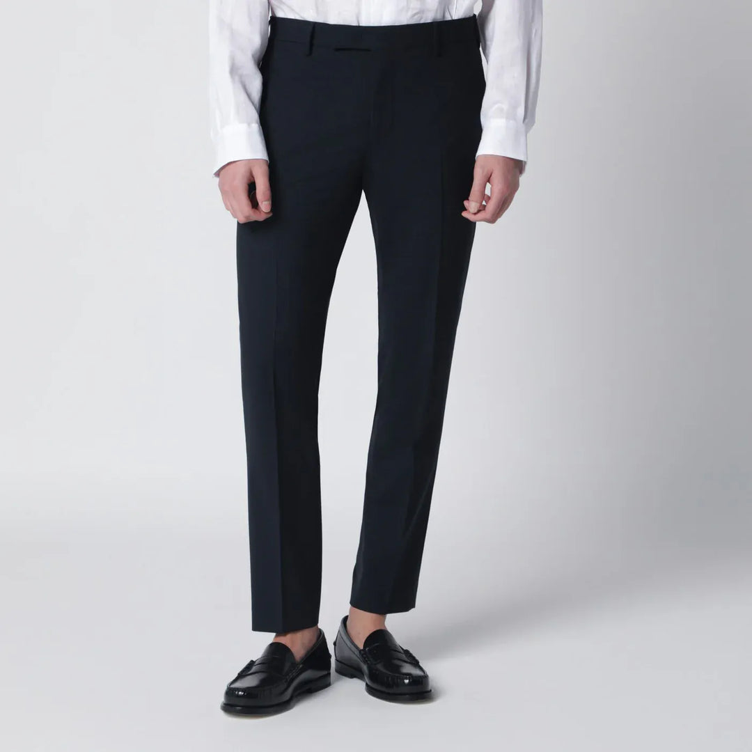 PT Torino - Navy blue wool-blend trousers Brand Pants 46 IT