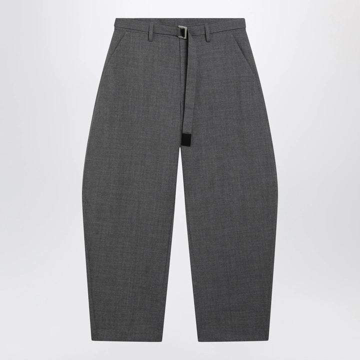 Sacai - Grey wool trousers with belt Brand Pants 2