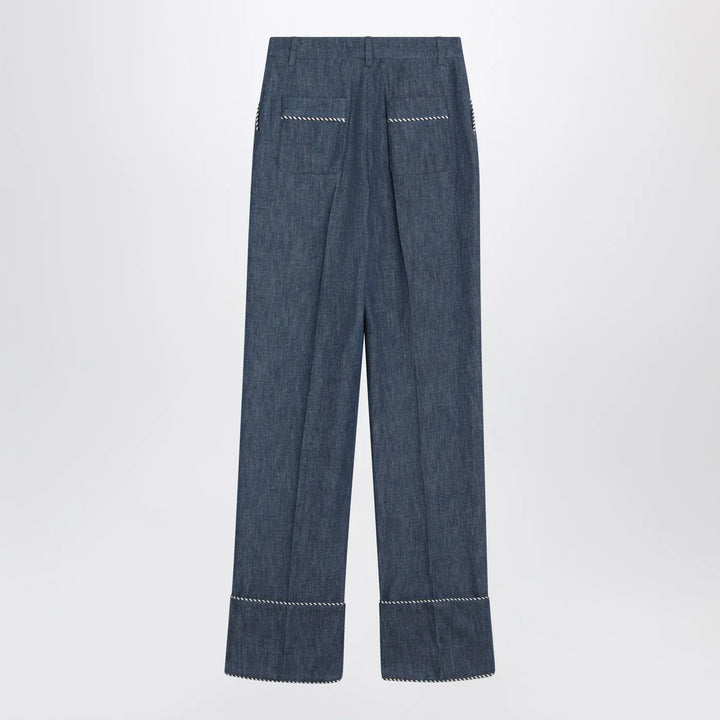 Valentino - Blue trousers in Chambray Denim Brand Pants
