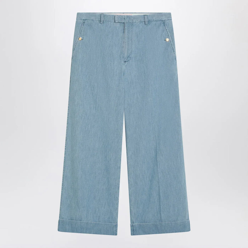 Valentino - Light blue wide jeans with cuff Brand Pants 46 IT