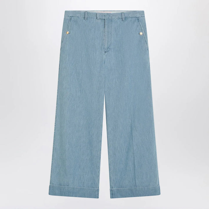 Valentino - Light blue wide jeans with cuff Brand Pants 46 IT