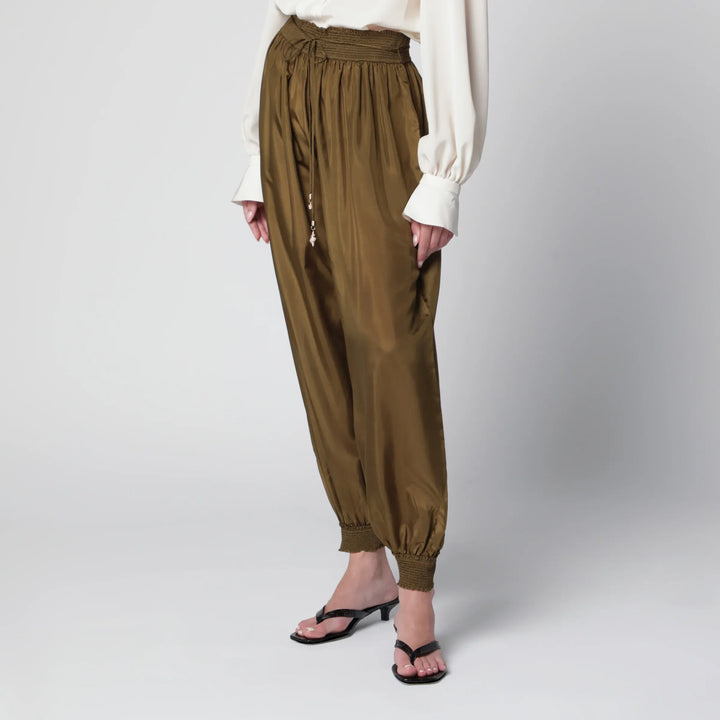 ZIMMERMANN - Olive silk habotai harem pants Brand Pants 2