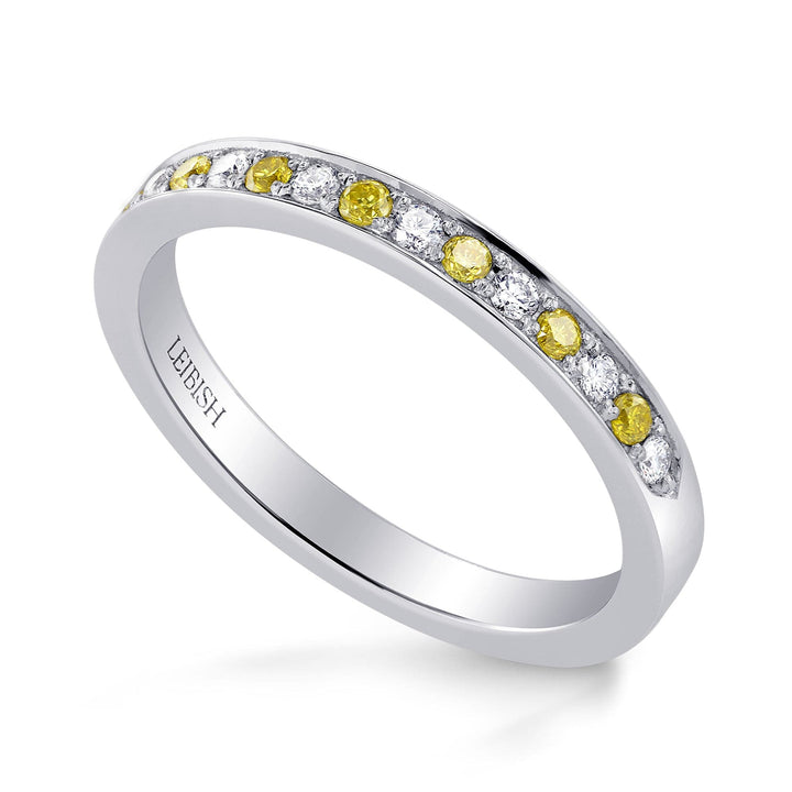LEIBISH 0.15ct Fancy Yellow &amp; White Diamond Band Brand Ring