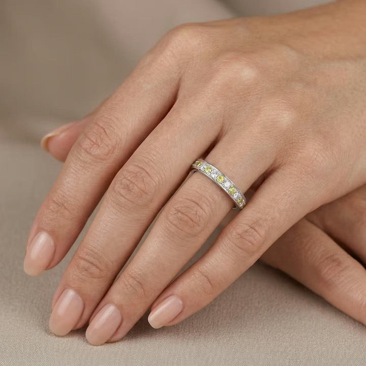 LEIBISH 0.15ct Fancy Yellow &amp; White Diamond Band Brand Ring