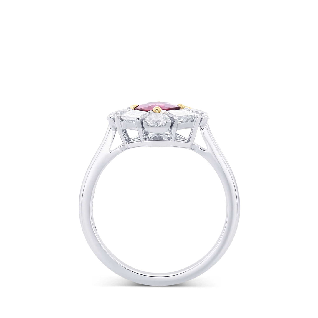 LEIBISH 0.60ct Red Ruby &amp; Diamond Halo Ring Brand Ring