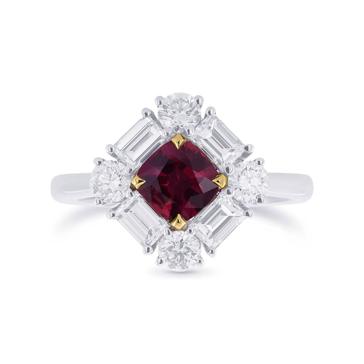 LEIBISH 0.60ct Red Ruby &amp; Diamond Halo Ring Brand Ring