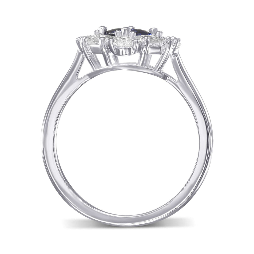 LEIBISH 0.62ct Round Blue Sapphire &amp; Diamond Halo Ring Brand Ring