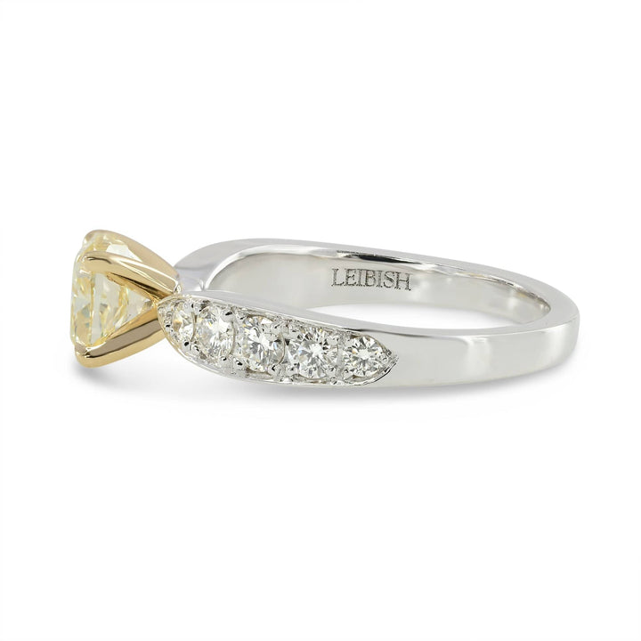 LEIBISH 1.00ct Fancy Yellow Cushion Diamond Side-Stone Ring Brand Ring