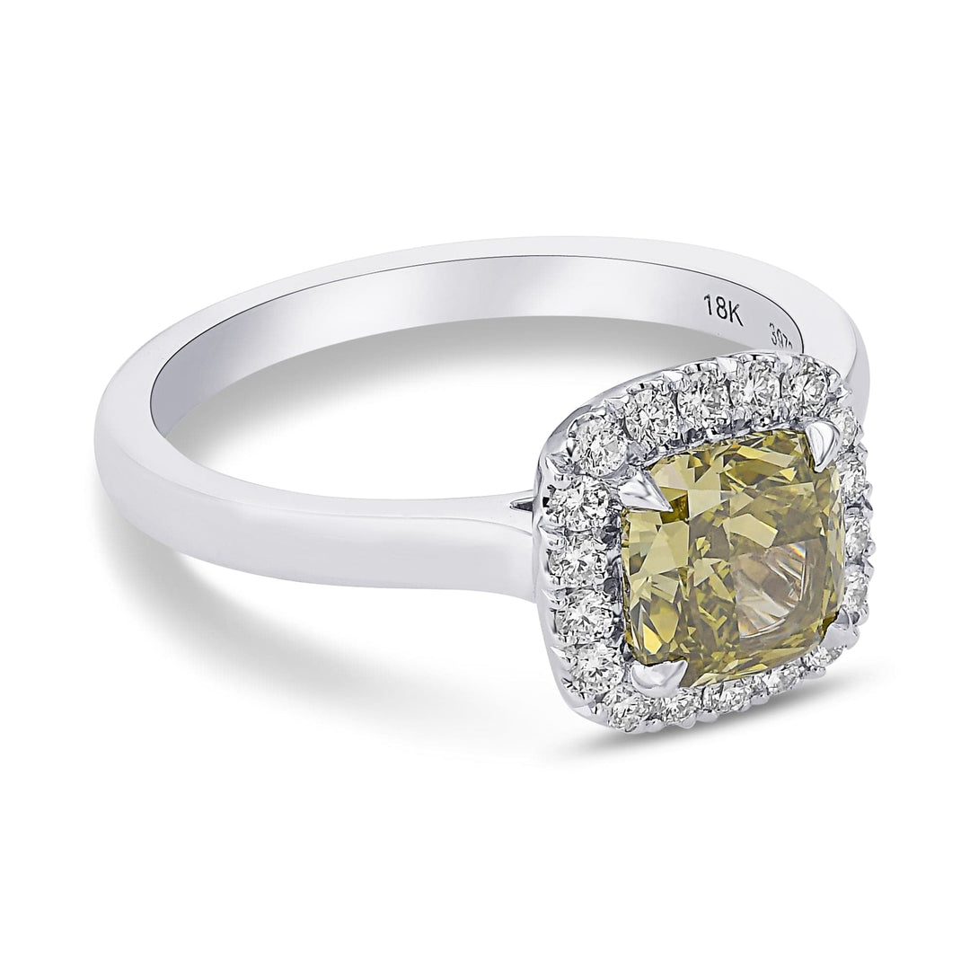 LEIBISH 1.07ct Chameleon Cushion Diamond Halo Ring Brand Ring