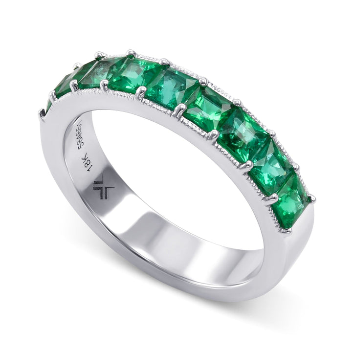 LEIBISH 1.16ct Princess Emerald Full Eternity Band Ring Brand Ring