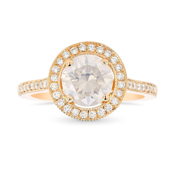 LEIBISH 1.18ct Fancy White Round Diamond Halo Engagement Ring Brand Ring