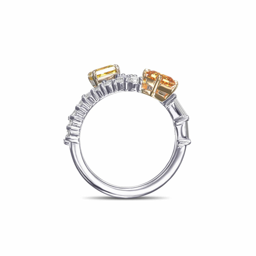 LEIBISH 1.19ct Mixed-Colour Two-Stone Crossover Diamond Ring Brand Ring