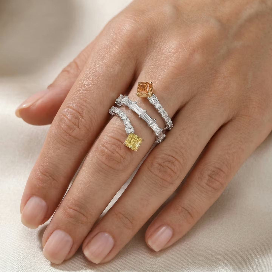 LEIBISH 1.19ct Mixed-Colour Two-Stone Crossover Diamond Ring Brand Ring