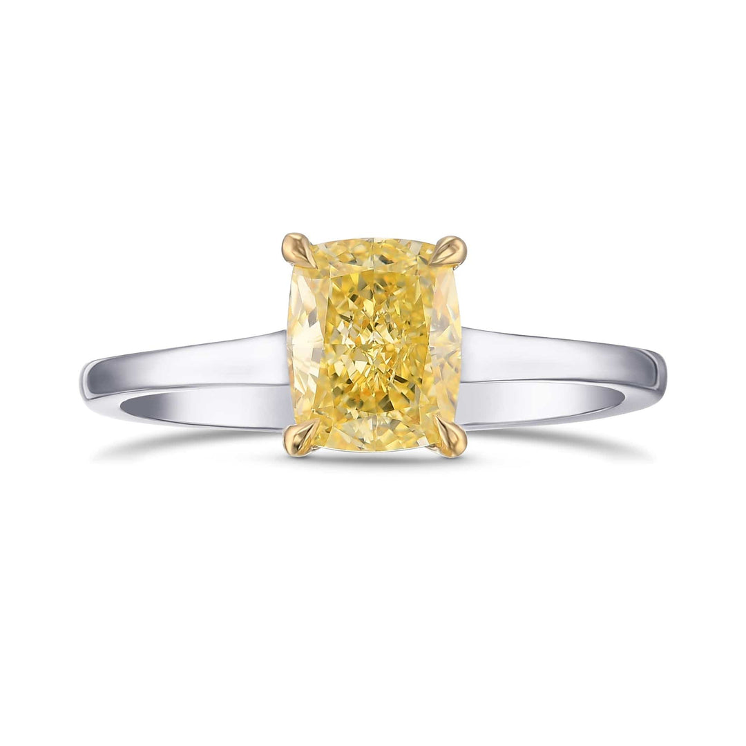 LEIBISH 1.26ct Fancy Yellow Cushion Diamond Solitaire Ring Brand Ring