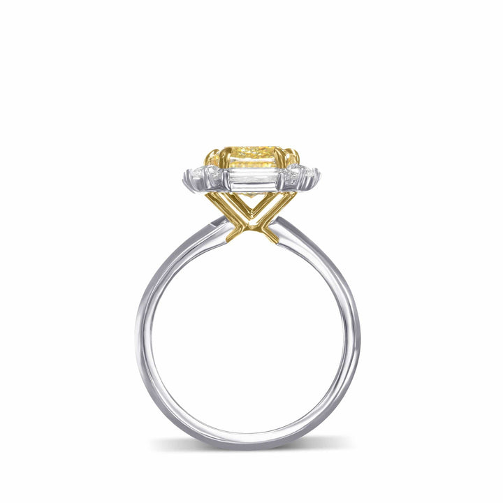 LEIBISH 2.23ct Fancy Yellow Cushion Diamond Halo Ring Brand Ring
