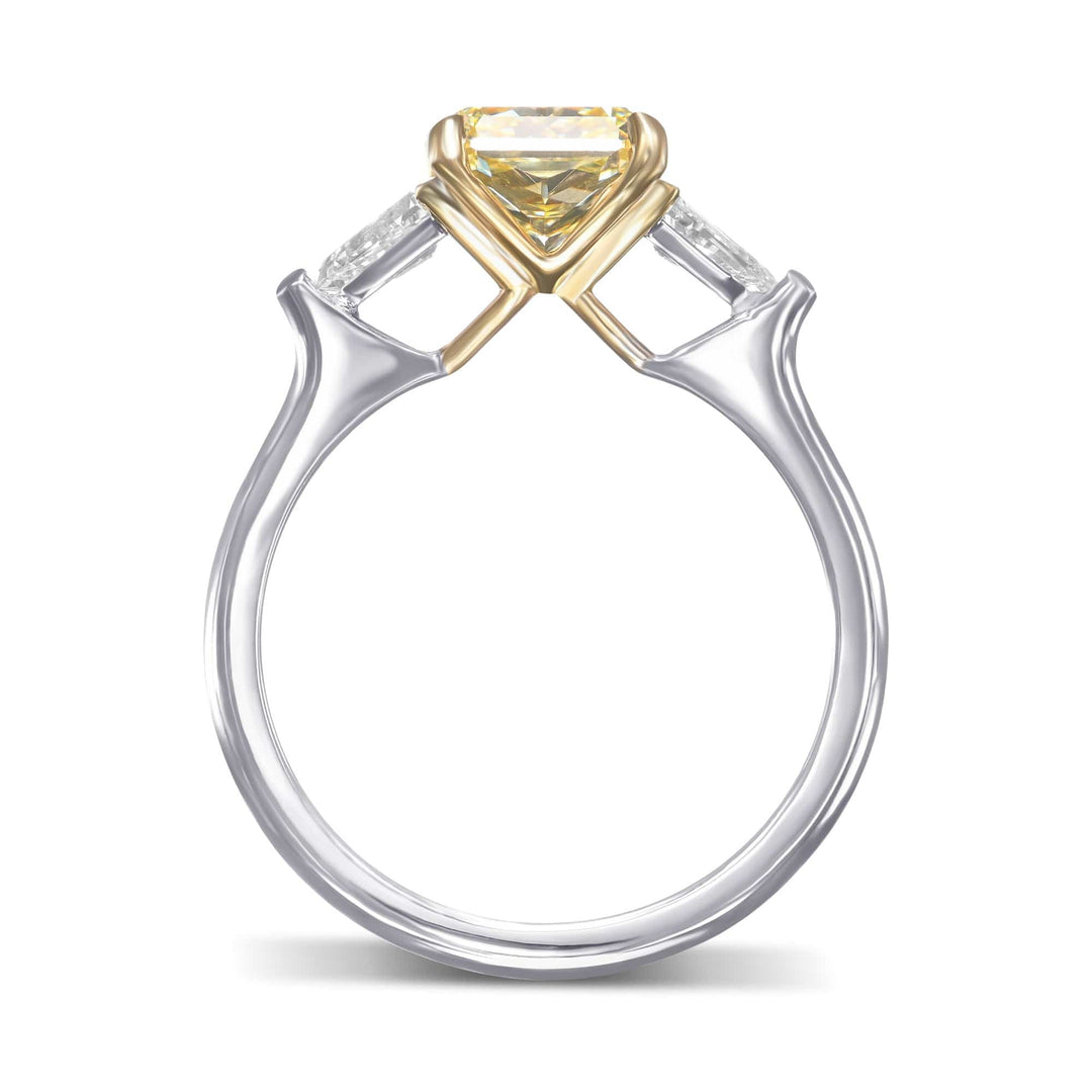 LEIBISH 2.27ct Fancy Yellow Radiant Three-Stone Diamond Ring Brand Ring