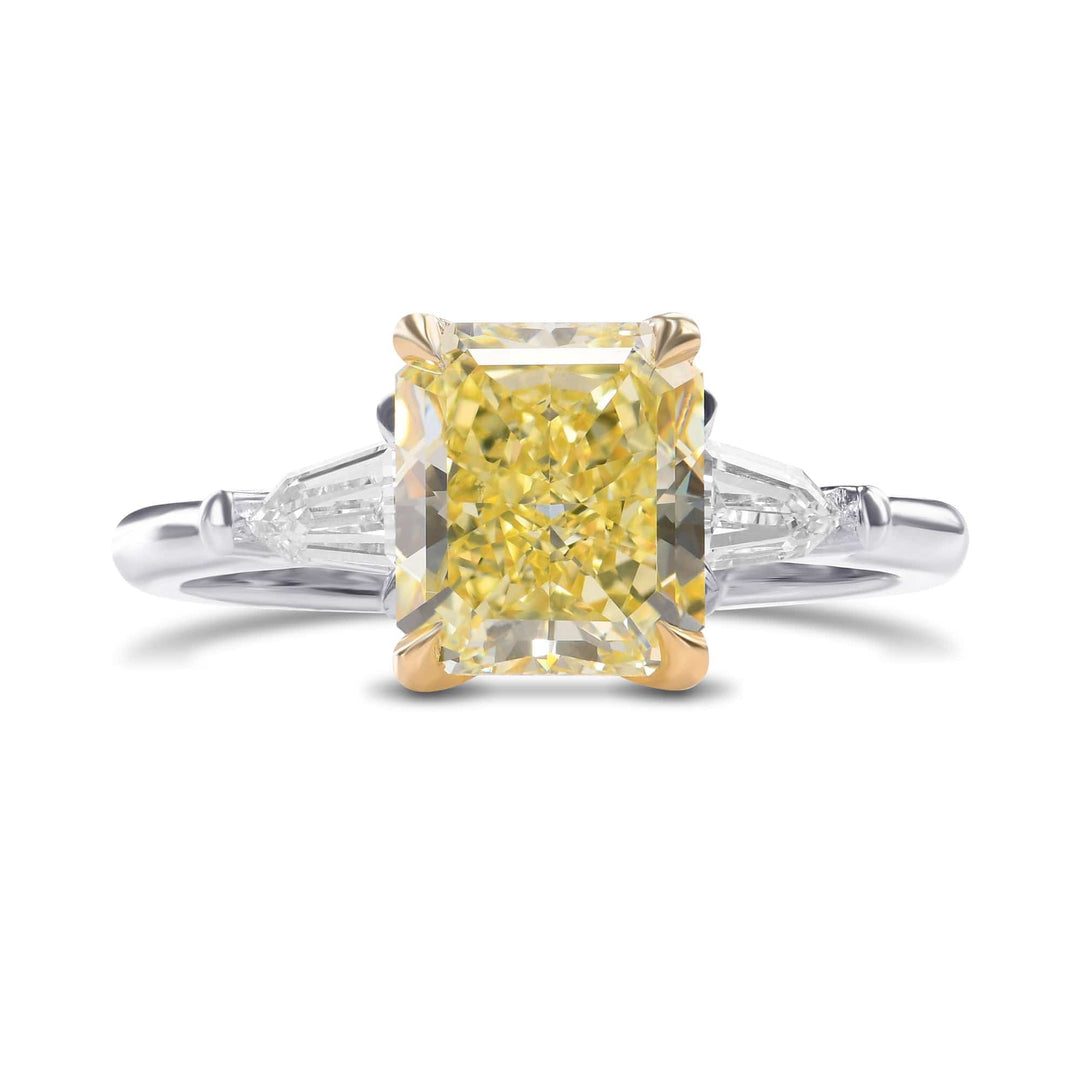 LEIBISH 2.27ct Fancy Yellow Radiant Three-Stone Diamond Ring Brand Ring