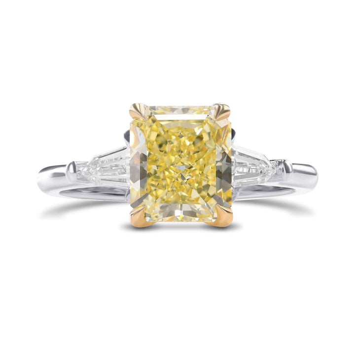 LEIBISH 2.27ct Fancy Yellow Radiant Three-Stone Diamond Ring Brand Ring