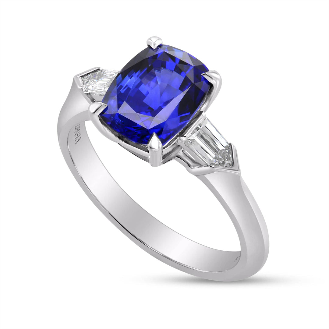LEIBISH 3.48ct Royal Blue Cushion Sapphire &amp; Diamond Ring Brand Ring