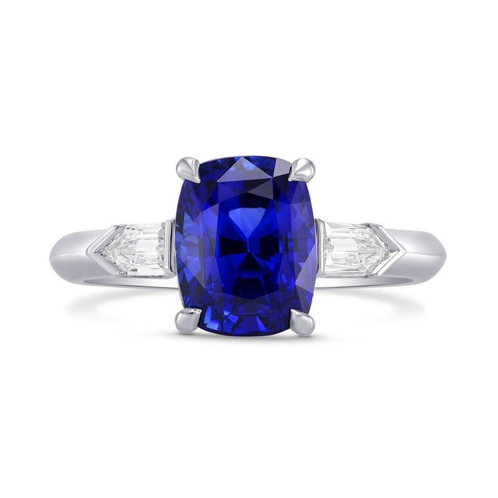 LEIBISH 3.48ct Royal Blue Cushion Sapphire &amp; Diamond Ring Brand Ring