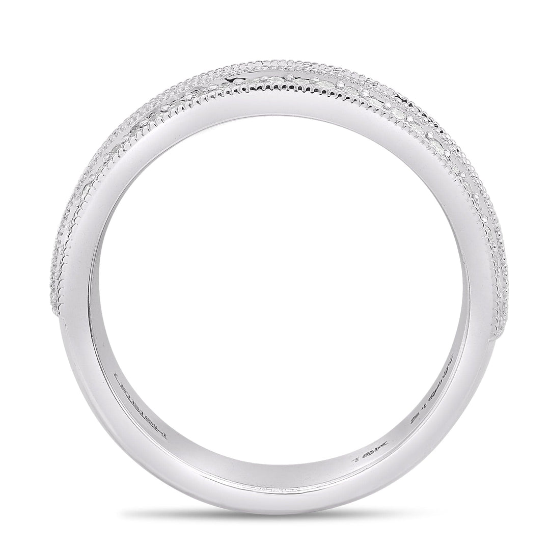 LEIBISH Black &amp; White Diamond Milgrain Wedding Band Brand Ring