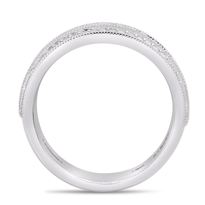 LEIBISH Black &amp; White Diamond Milgrain Wedding Band Brand Ring