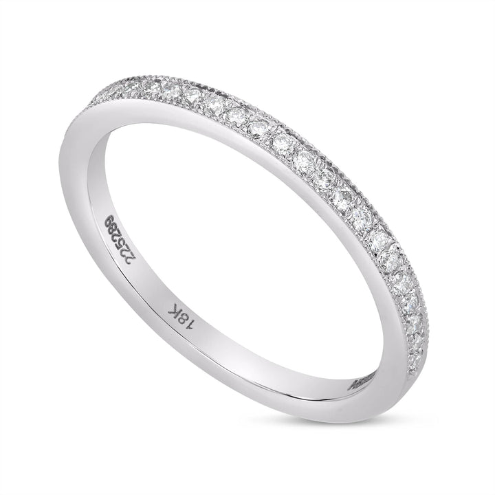 LEIBISH F+ Diamond Half-Eternity Wedding Ring with Milgrain Edge Brand Ring