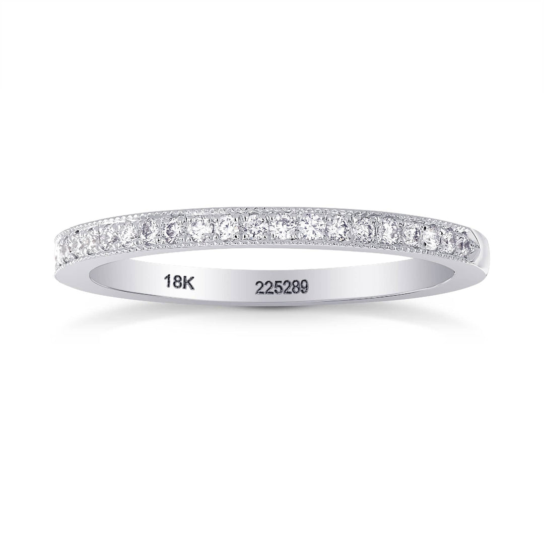 LEIBISH F+ Diamond Half-Eternity Wedding Ring with Milgrain Edge Brand Ring