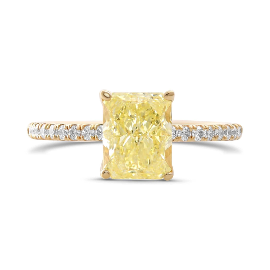 LEIBISH Fancy Yellow Radiant Diamond Side-Stone Ring VVS1 GIA Brand Ring