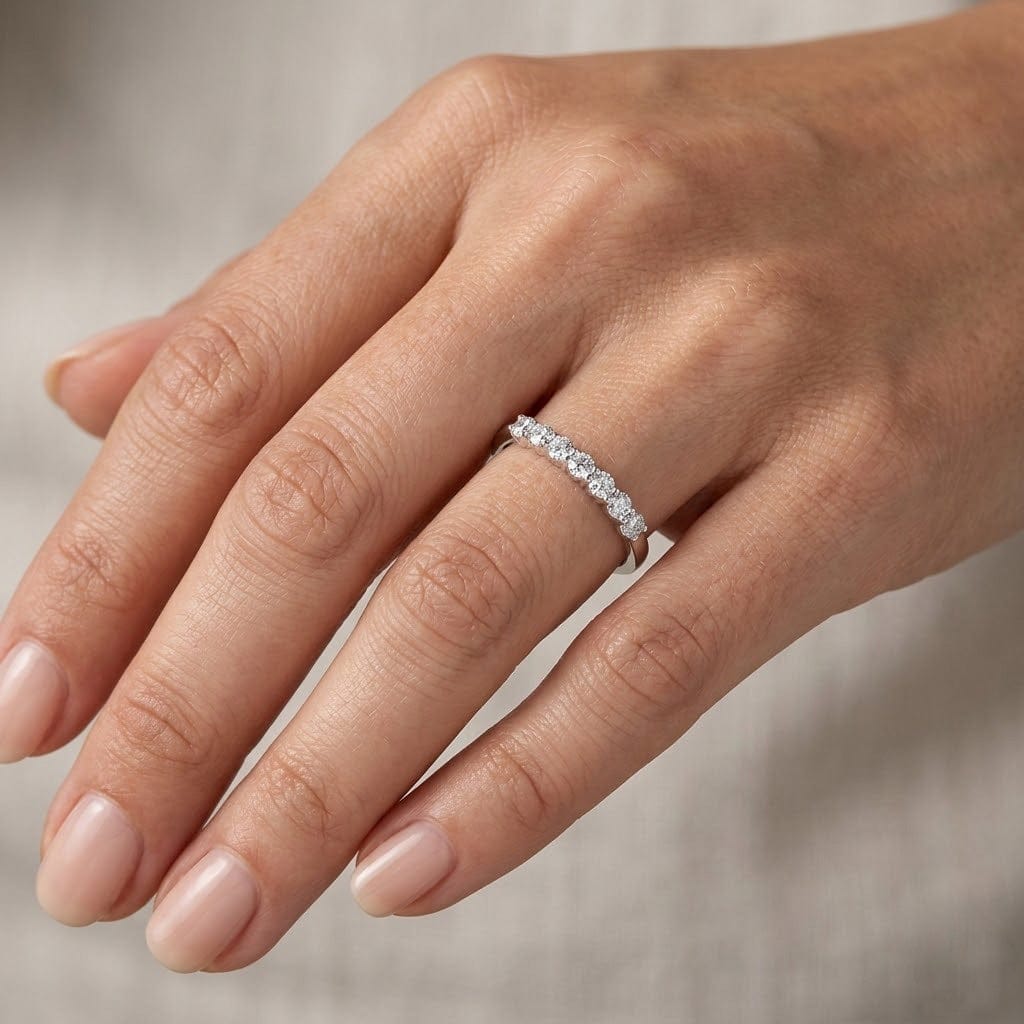 LEIBISH White Diamond Nine-Stone Band Ring Brand Ring