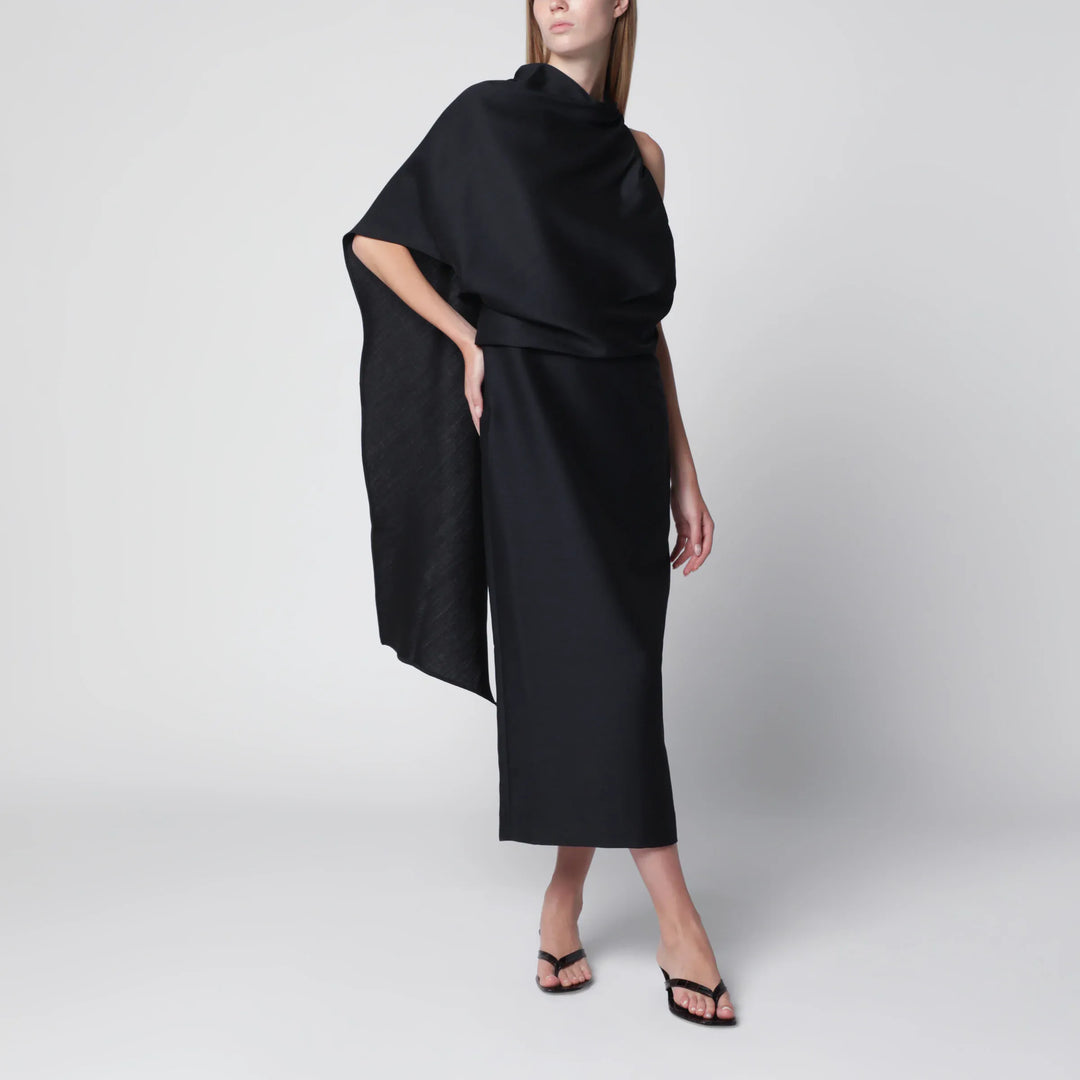 Róhe - Midnight Blue One-Shoulder Midi Dress Brand 36  FR