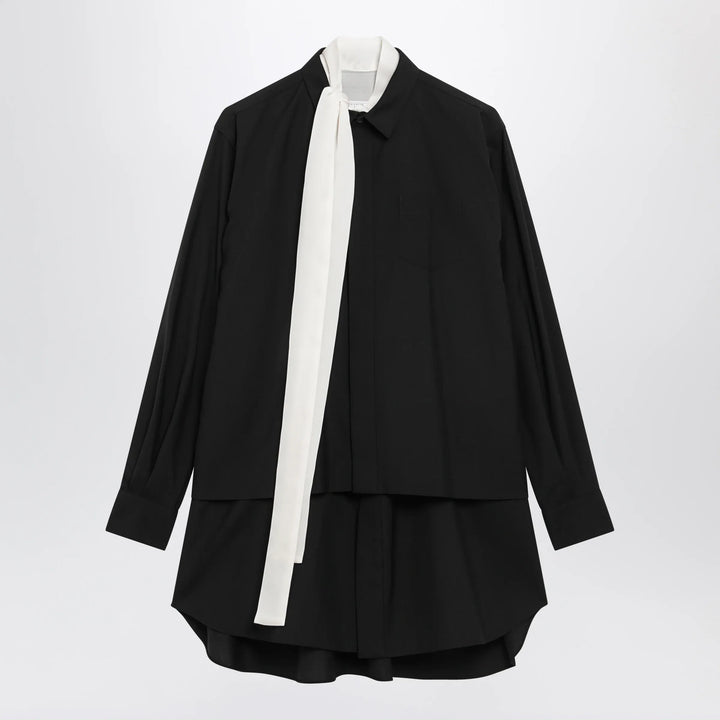 Sacai - Black wool-blend mini shirt dress Brand 1