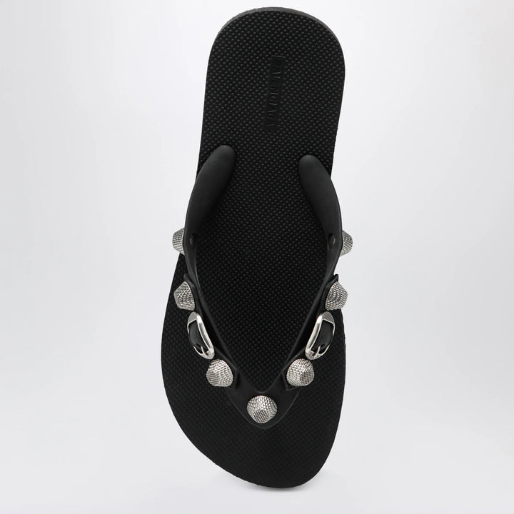 Balenciaga - Cagole black rubber thong slides Brand Sandals