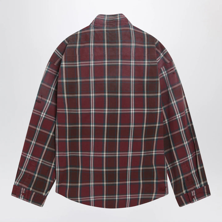 Balenciaga - Burgundy plaid cotton-blend flannel zip shirt Brand Shirt