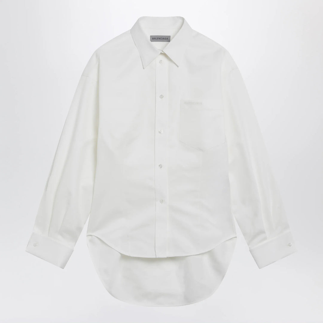 Balenciaga - Cocoon shirt in cotton and silk poplin, white Brand Shirt 34  FR