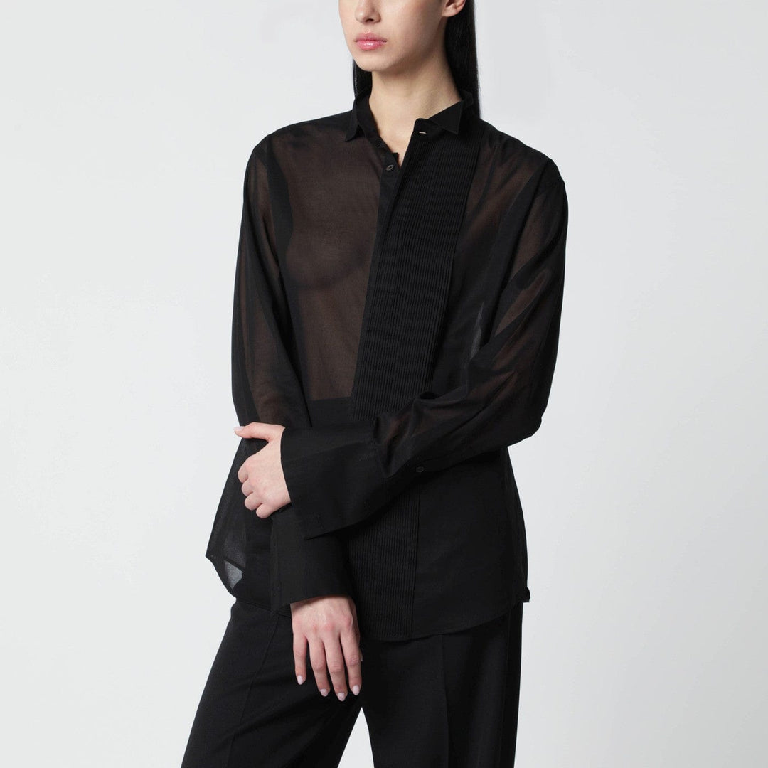 Shirts &amp; Tops 6397 - Black micro-pleated shirt Brand