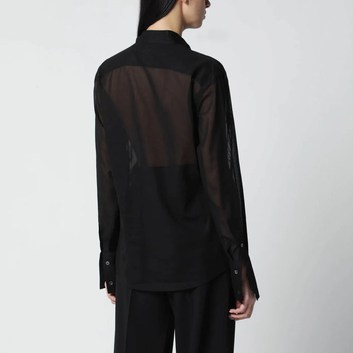 6397 - Black micro-pleated shirt Brand Shirts &amp; Tops