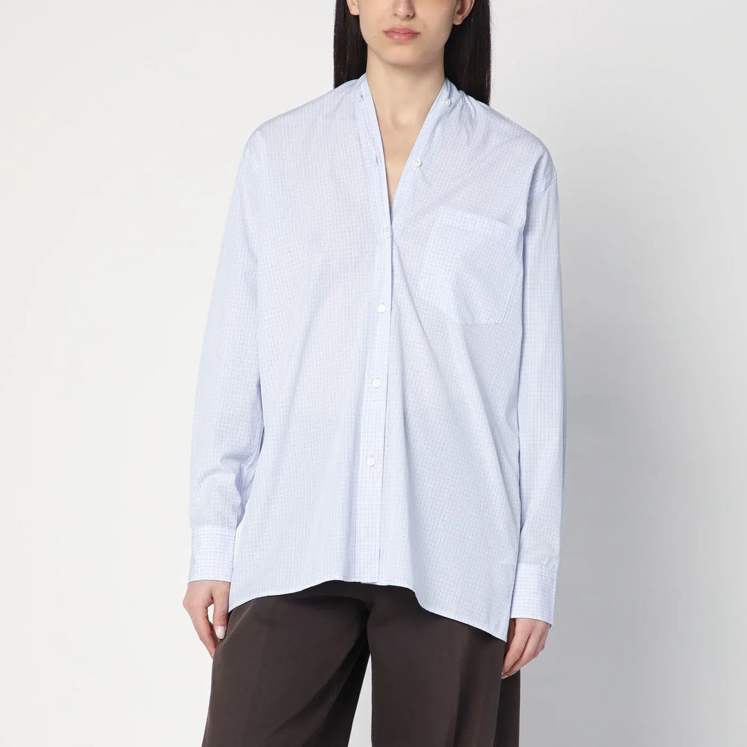6397 - Light blue checkered cotton shirt Brand Shirts &amp; Tops L