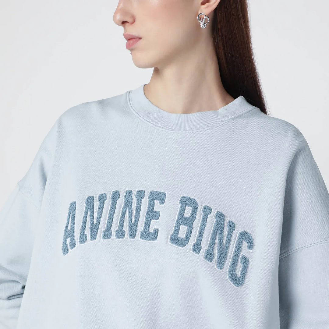 ANINE BING - Light blue Miles sweatshirt with logo Brand Shirts &amp; Tops