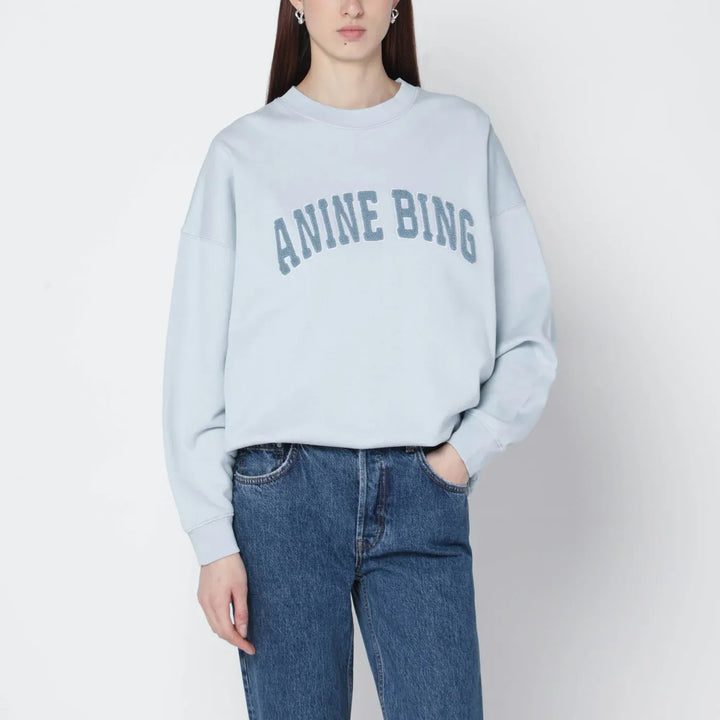 ANINE BING - Light blue Miles sweatshirt with logo Brand Shirts &amp; Tops S