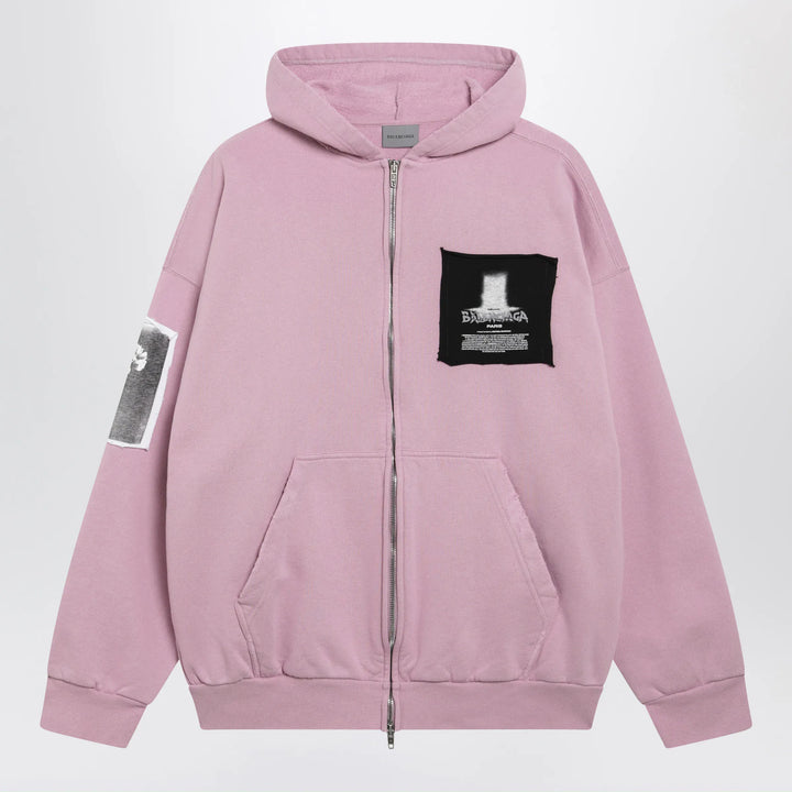 Balenciaga - Antique pink cotton jersey zip-up hoodie Brand Shirts &amp; Tops S
