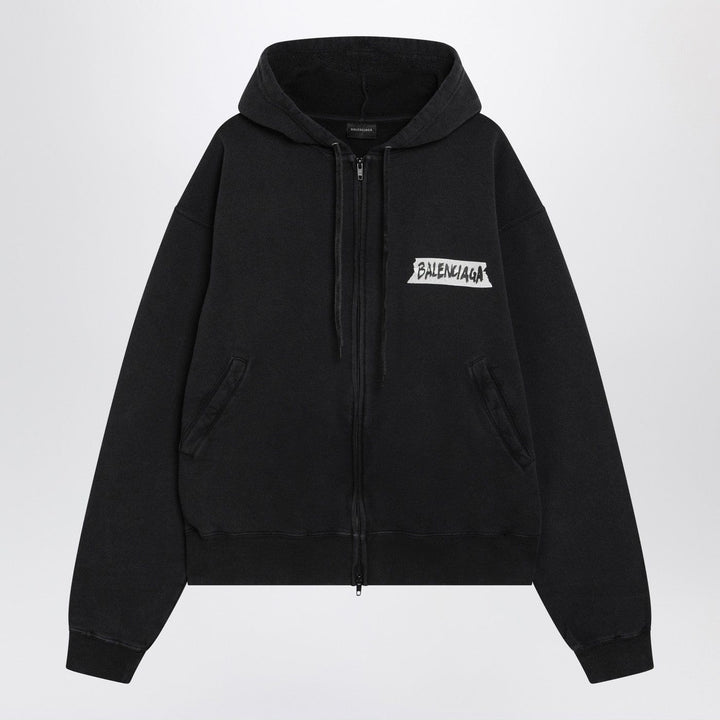 Shirts &amp; Tops Balenciaga - Black washed Masking Tape oversize hoodie Brand