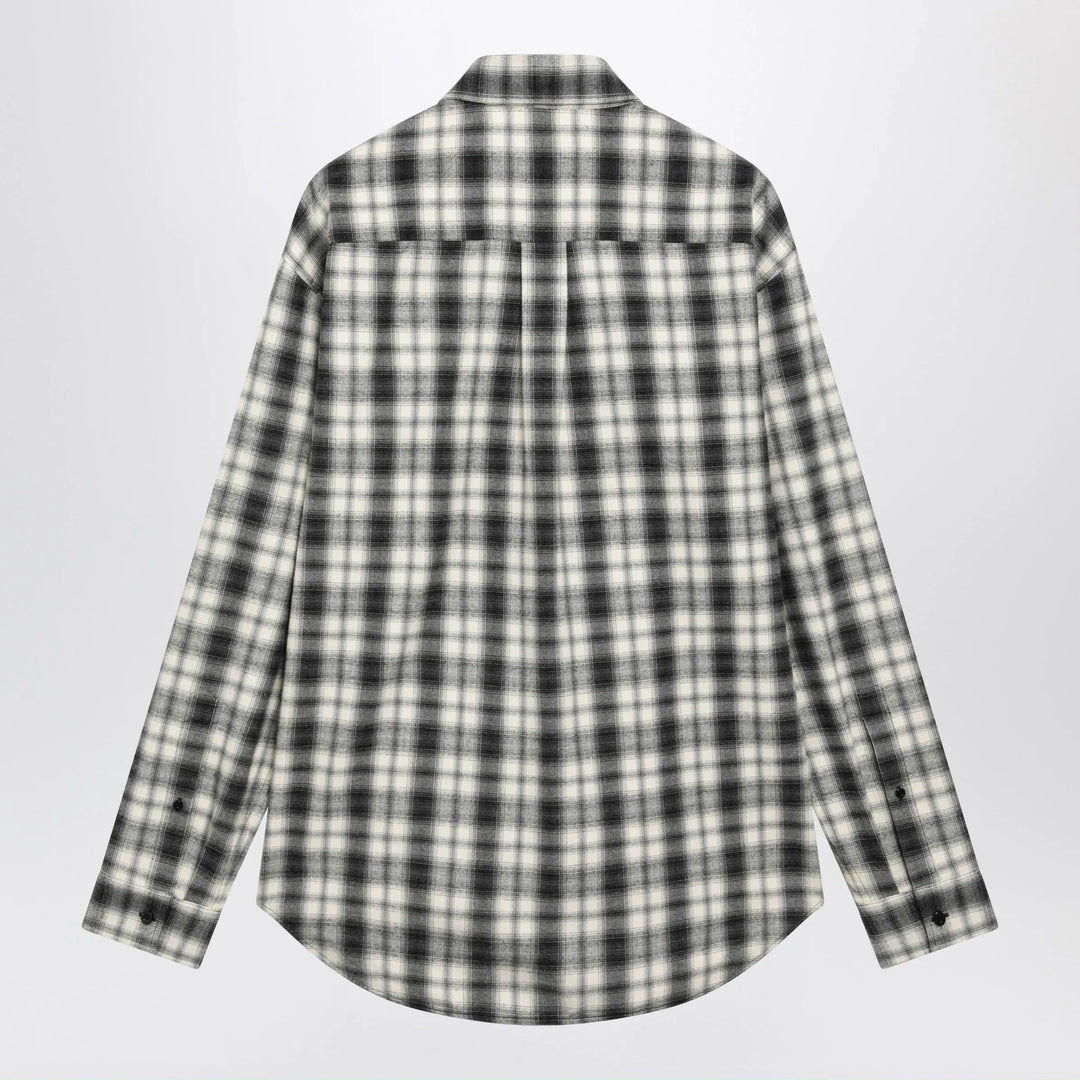 Balenciaga - Regular-fit checked cotton flannel shirt in white/black Brand Shirts &amp; Tops