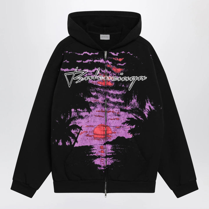 Balenciaga - Zip-up hoodie Dream Surfer in cotton fleece black Brand Shirts &amp; Tops XS