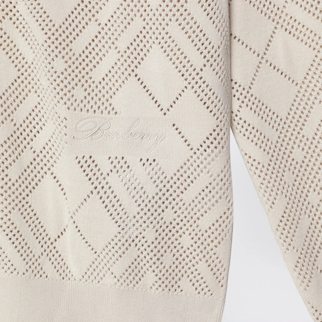 Burberry - Openwork cotton cardigan in light beige Brand Shirts &amp; Tops