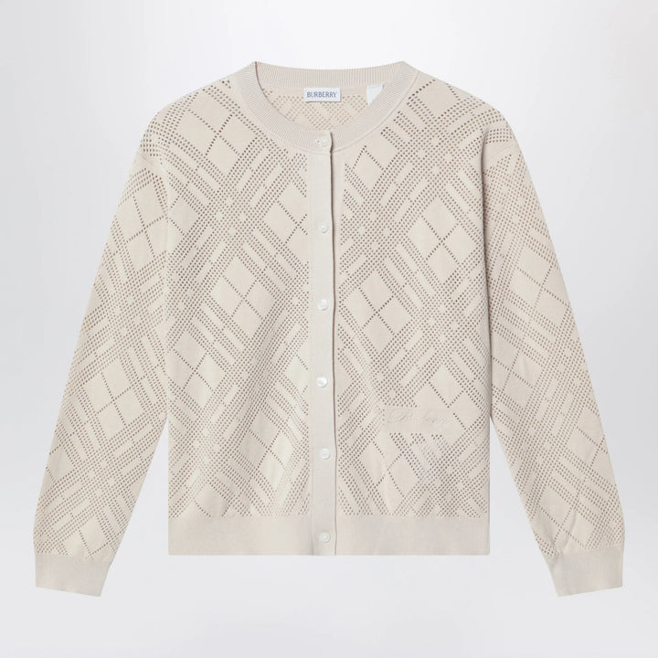 Burberry - Openwork cotton cardigan in light beige Brand Shirts &amp; Tops 6Y