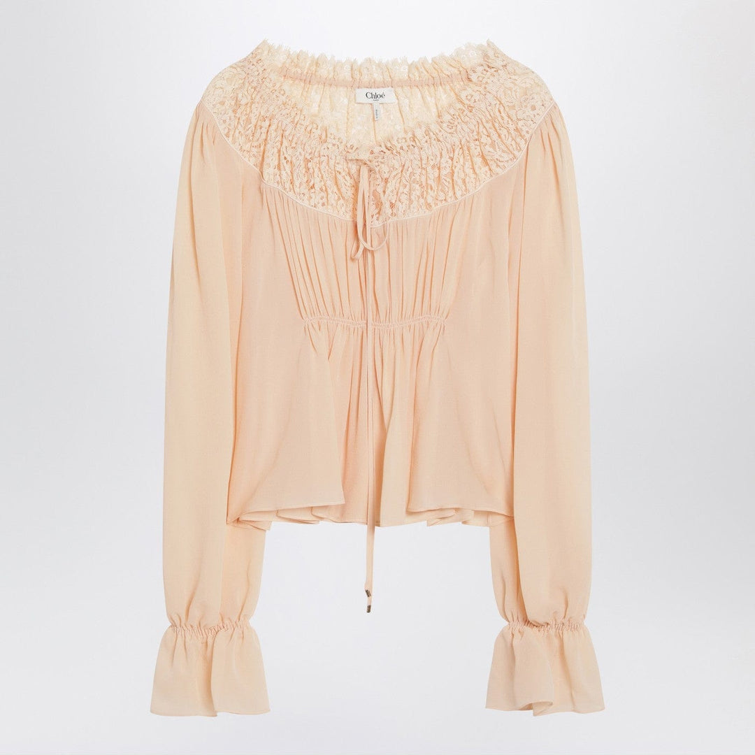 Shirts &amp; Tops 38  FR Chloé - Blouse with tie in pink silk georgette Brand