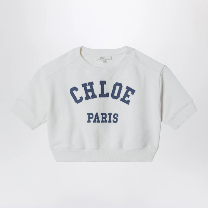 Chloé - White cropped sweatshirt with logo embroidery Brand Shirts &amp; Tops 14